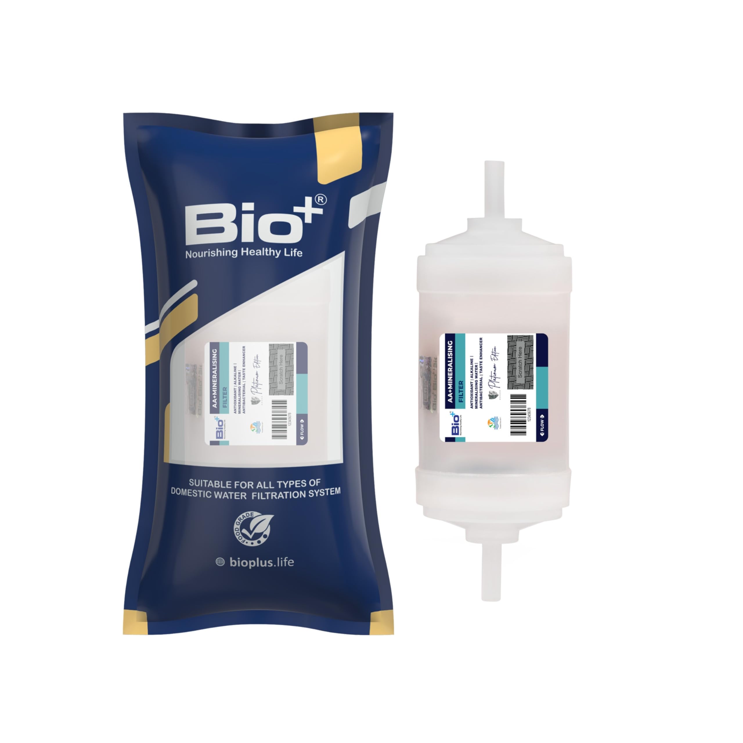 Alkaline Water Filter with Antioxidant | 5" Mineral Water Filter Cartridge for RO | 2000 L Capacity | Semi Transparent