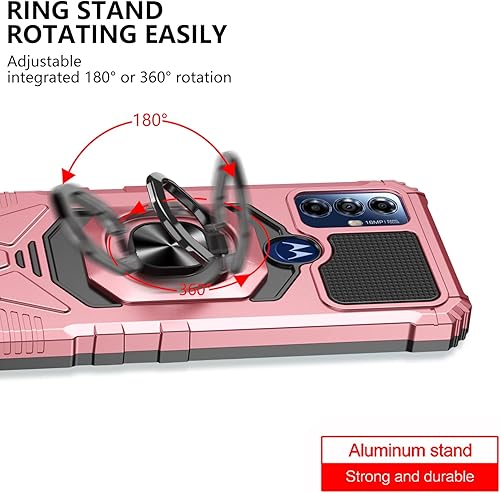 Miniatura 4 de Ailiber Funda para Moto G Power 2022, Moto G Play 2023 con protector de pantalla, soporte de anillo para soporte magnético de automóvil, funda
