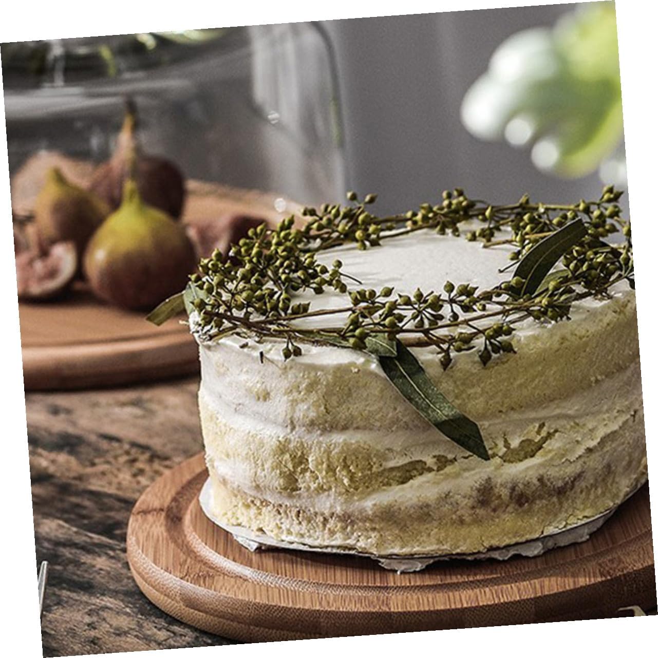 Lurrose Glass Cake Cover with Tray Large Dustproof Food Display Dome for Cakes, Pastries, and Desserts Suitable for Kitchen Serving and Party Presentations