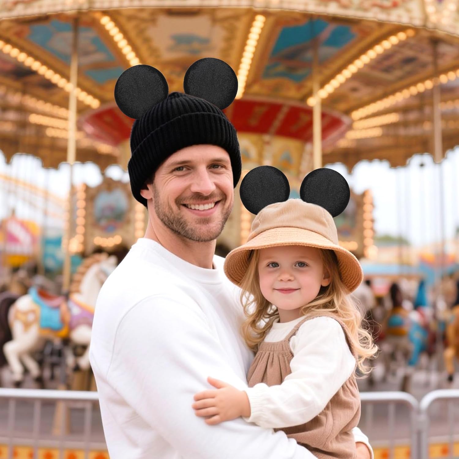 4 Pcs Magnetic Mouse Ears for Families in Theme Parks & Halloween, Christmas Parties. Detachable Ear Clips, Hat Accessories Decor Gift for Baseball Caps, Trucker Hats, Hoodies, Black - Image 5