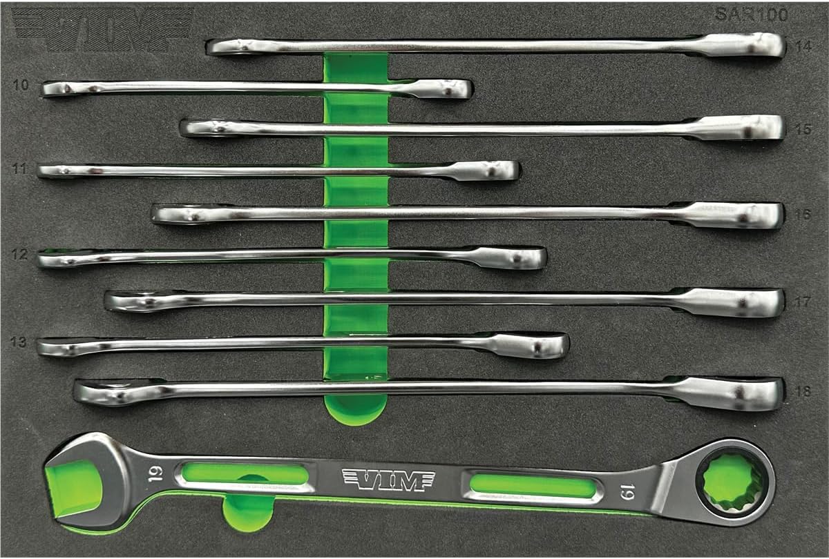VIM Tools 10 PC. Slim Angled RATCHETING Wrench Set
