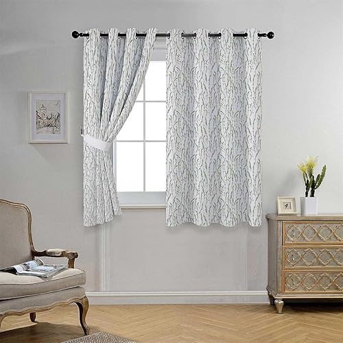 Cortinas para cocina Cortinas de macramé verde para puertas, cortinas para Ventanas de Cuarto 63 pulgadas de ancho por 80 pulgadas de largo, 2