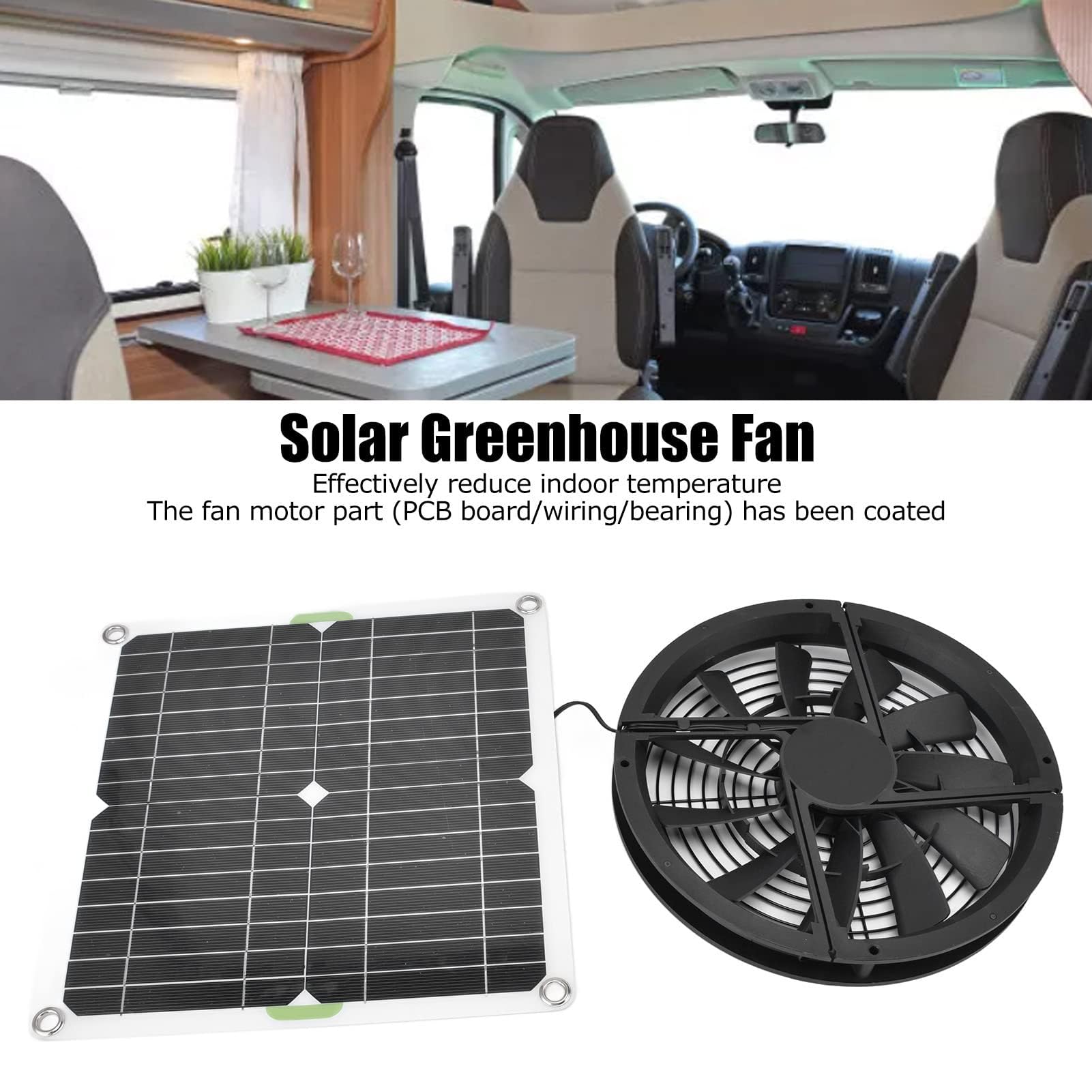 Dpofirs Kit de Ventilateur de Panneau Solaire, Ventilateur D'extraction pour Petits Poulaillers, Serres, Abris pour Animaux de Compagnie, échappement de Fenêtre, Ventilateur de