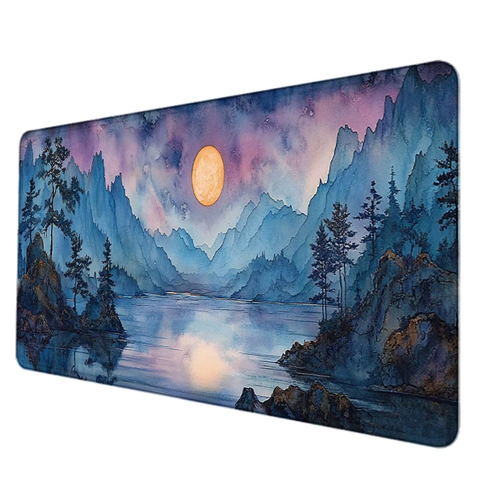 Podkładka pod mysz XXL 1500 x 800 mm, wodoodporna podkładka pod mysz biała podkładka pod mysz z motywem krajobrazu akcesoria do gier szyte krawędzie antypoślizgowa gumowa podstawa powierzchnia do