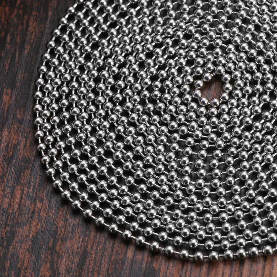 OUNONA Edelstahl Kugelkette 3 Meter Edelstahl Kette Silberkette LäNge 2.4 Mm Durchmesser Mit 10 Verbindern LäNgenverstellbar FüR DIY Schmuckherstellung SchlüSselanhäNger Und Bastelprojekte