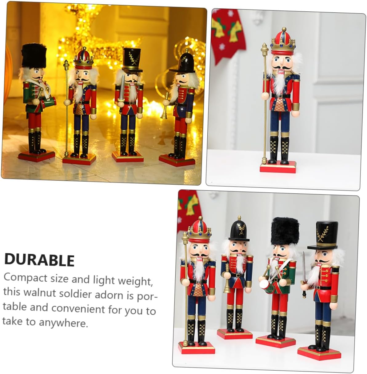 Nutcracker Figurine Walnut Soldier Puppet Wooden Christmas Decoration for Home Bookshelf Bar Table Display Seasonal Holiday Ornament