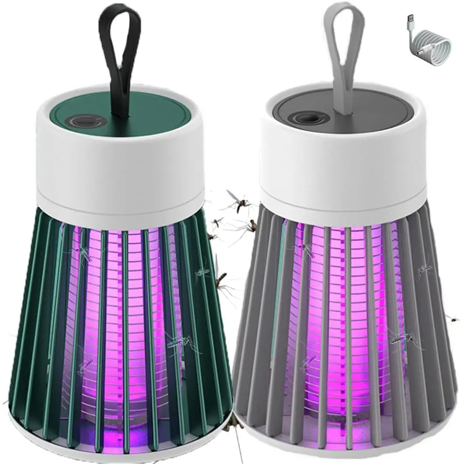 Zapfie Mosquito Lamp Camping, Zapfie Mosquito Killer Lamp, Rechargeable Indoor, Zapfie Bug Zapper Light Camping, Zaffie Mosquito (White+Green)