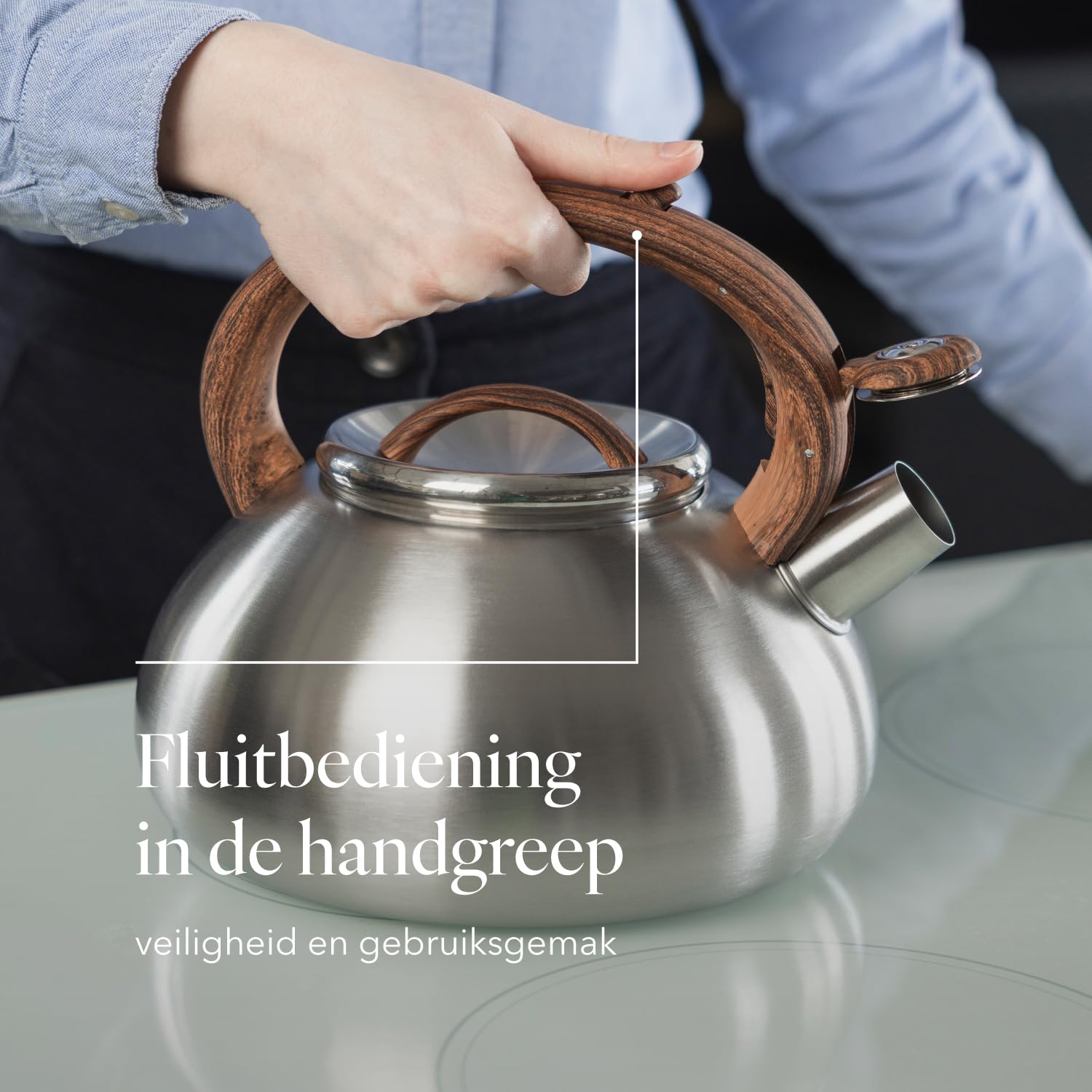 FLORINA Bollitore Acqua (2,5 l) I Bollitore per Tè in Acciaio Inox LORENZO I Bollitore con Fischio Automatico I Manico in Bakelite I Teiera Induzione I Adatto a Tutti i Tipi di Fornello I Argento