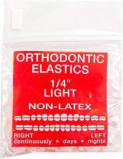 JMU Orthodontic Elastics, Intraoral Elastic Bands Latex Free Dental Rubber Bands, 1/4 Light - Clear (100 Pack)