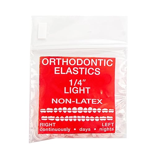 JMU Bandas elásticas de ortodoncia, bandas elásticas intraorales sin látex, bandas de goma dentales, 1/4 de luz - transparente (paquete de 100)