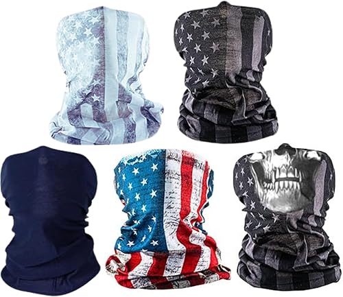 S A Company Paquete de 5 Protectores Faciales UV Polainas multiusos UV 30+ para el cuello, pasamontañas para adultos