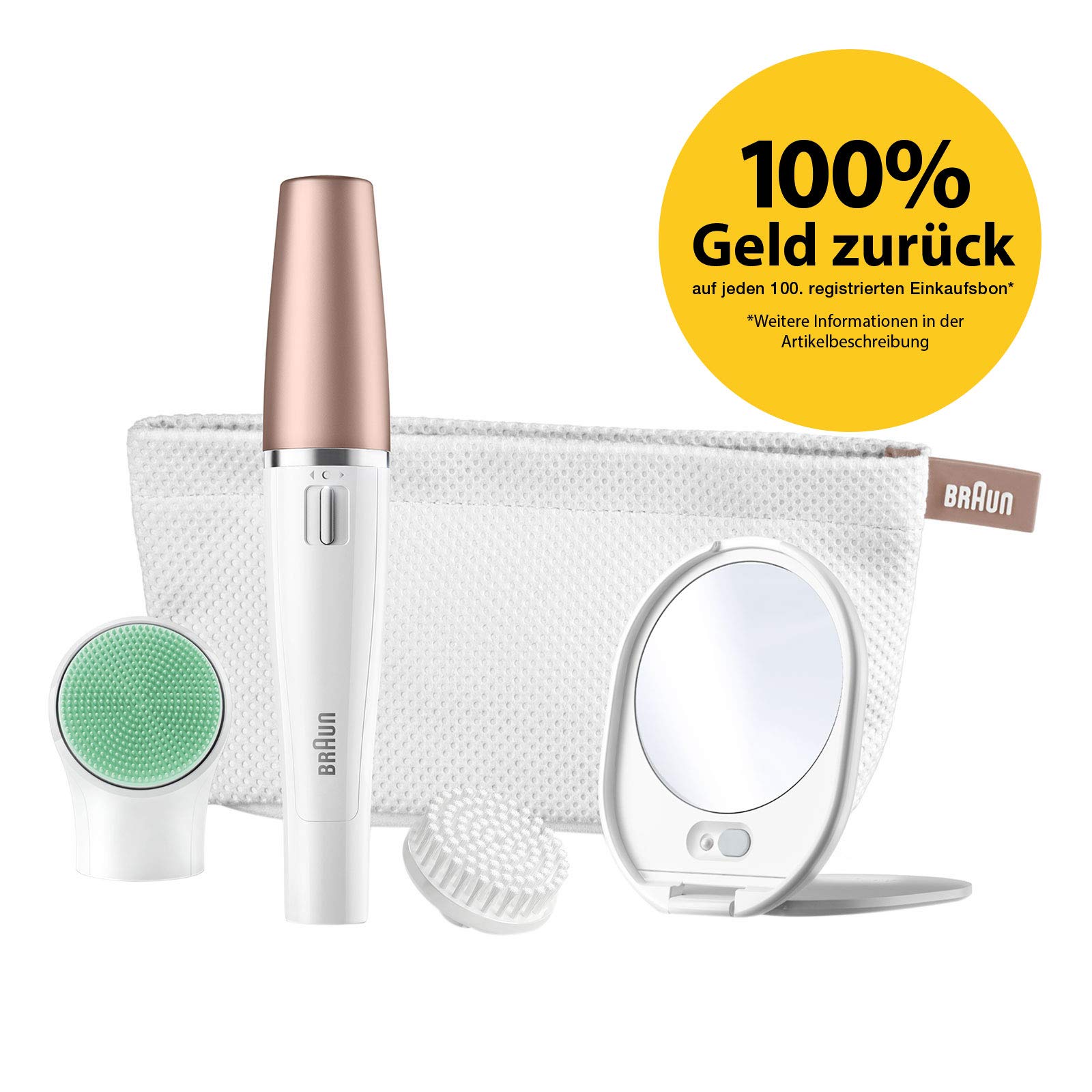 Braun FaceSpa 851V - Sistema 3 En 1 de cepillo de limpieza y depilación facial: elimina el vello, limpia y revitaliza la piel del rostro más 2 pilas adicionales