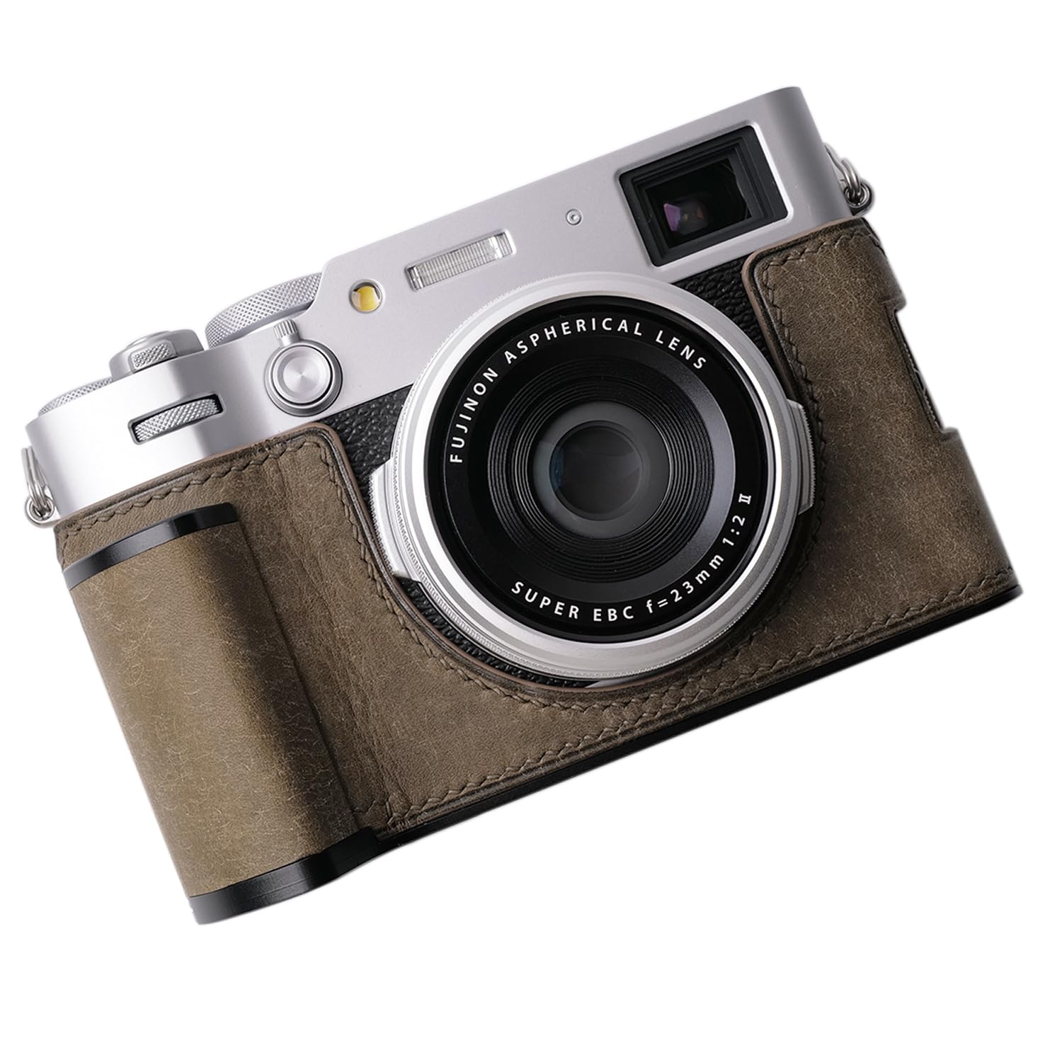 Iborrys Camera Genuine Leather Half Case ，Compatible with FUJIFILM Fuji X100VI ， Made by Hand - Top Layer Genuine Leather Body + Metal Base Plate +
