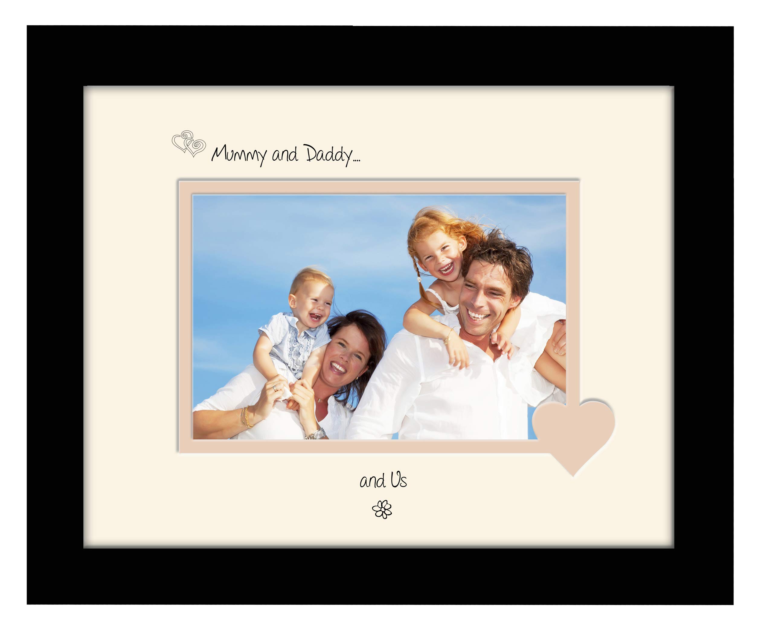 Photos In A Word Black Finish Frame Cream Mount Beige Inside Mummy & Daddy Photo Frame Mummy & Daddy And Us 6X4 Double Mounted 753F Quality Gift (Black Finish Frame Cream Mount Beige Inside)