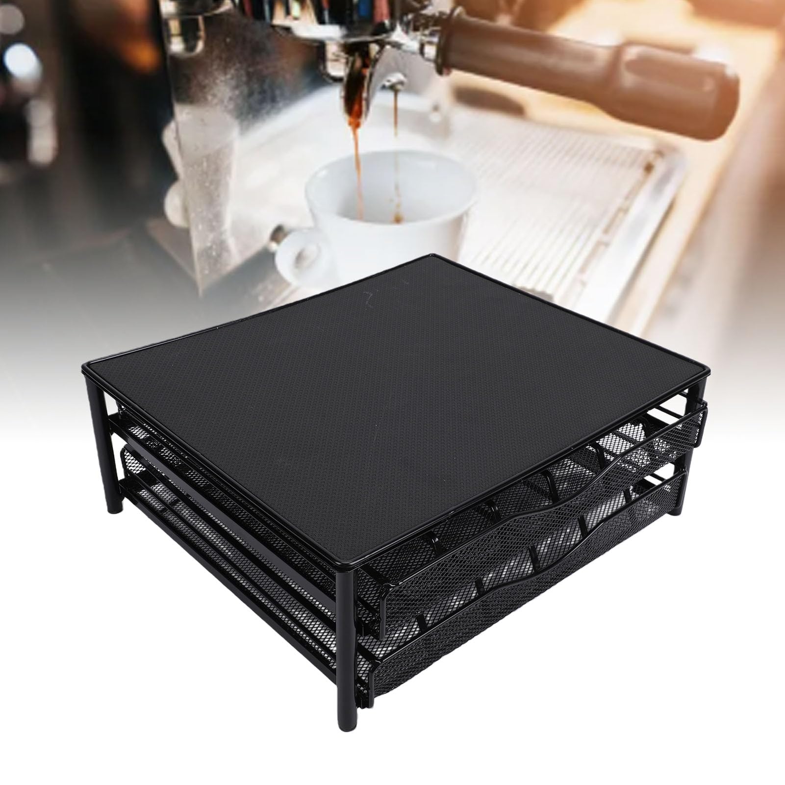 Fockety Soporte para Cápsulas de café, Marco de Acero Al Carbono Resistente que Ahorra Espacio, Organizador de Almacenamiento para Cápsulas de café, Cajón de Encimera con Cajones Deslizantes Suaves