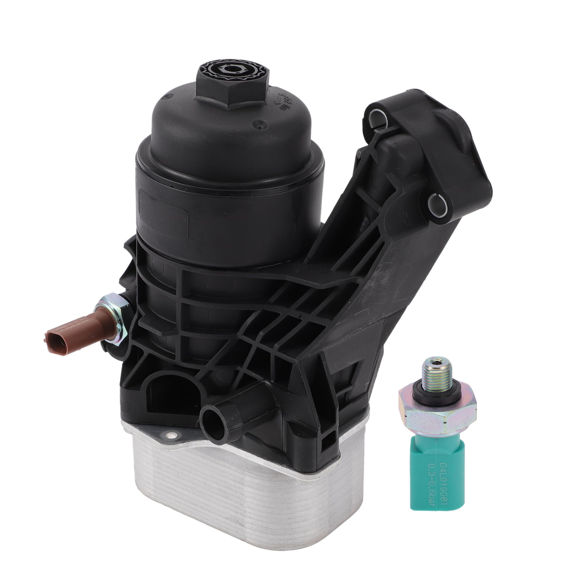 Carcasa Filtro Aceite Motor Para Volkswagen Golf 12-15 1 Pieza | Con Sensores, Aleación De Aluminio Y Plástico, Negro Y Plateado, No.03N115389A, Para Q3 Quattro 16-17, A3 12-16