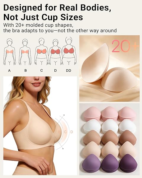 As Fairy 2026 Deep V Wireless Push Up Bras for Women Soft Support Bra with Lift Comfortable T-Shirt Bra for Daily Wear - 5