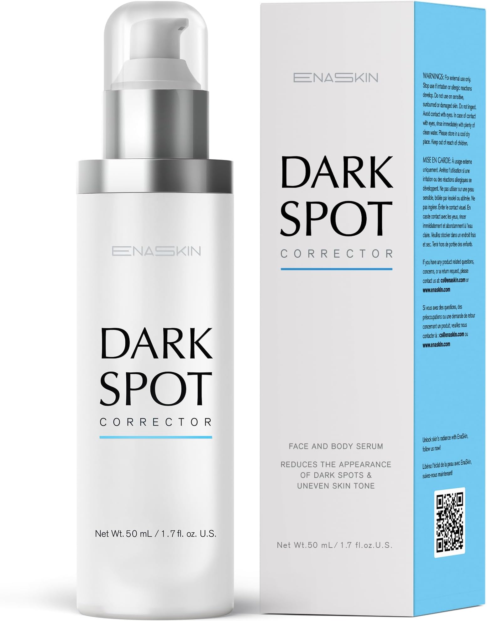 EnaSkin Dark Spot Remover for Face and Body: Advanced Formula Spot Corrector Cream to Fade Age Spots, Sun Spots, Freckles, Melasma, and Brown Spots for Women and Men (1.7 Oz)