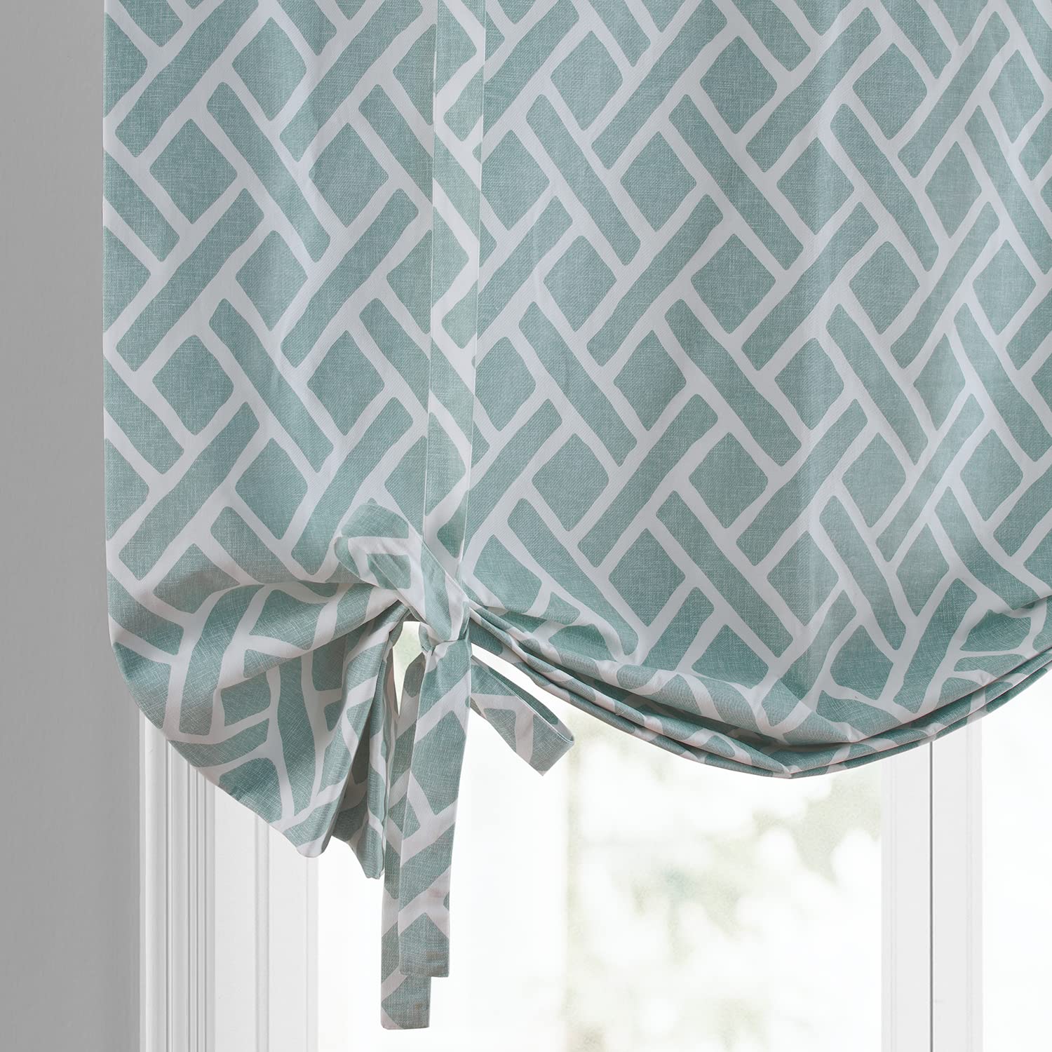 HPD Half Price Drapes Tie-Up Window Shade 46 X 63 Inch Martinique Printed Cotton PRCT-TUD07B-63 (1 Panel), Martinique Aqua - Image 4
