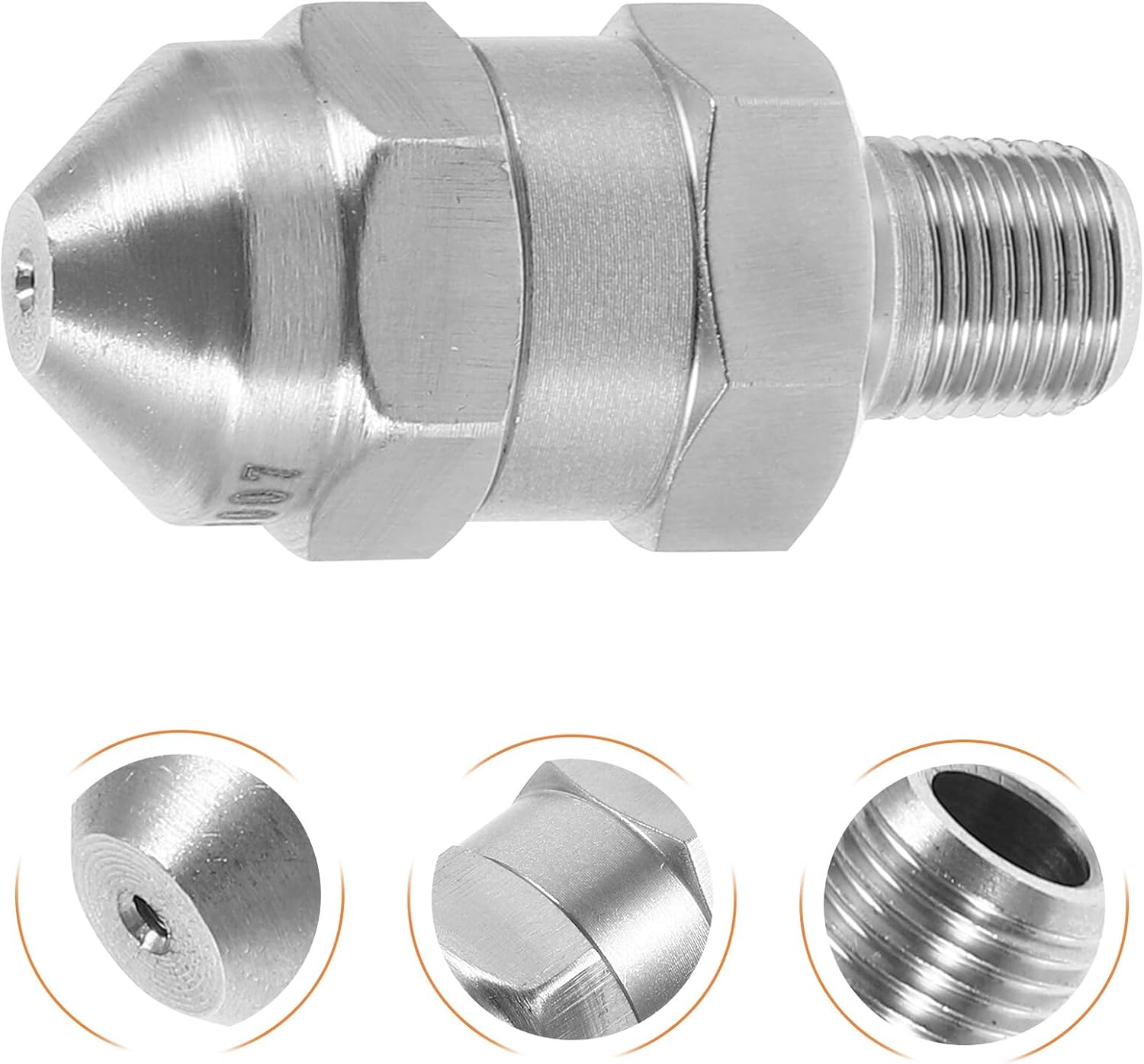 Stainless Steel Thread Full Cone Spray Nozzle for Car Washing High-pressure Misting Nozzle for Garden Hose Efficient Water-saving Cleaning Tool for Outdoor Surfaces