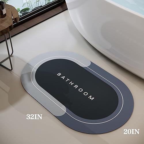 Miniatura 2 de Deparnit Alfombras de baño de goma antideslizantes de secado rápido, súper absorbentes, finas para debajo de la puerta, alfombras ovaladas lavables