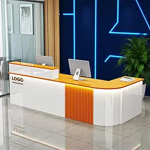 Reception Desk with Counterr, Lockable Drawers and Storage,Shopping Mall Office Cashier Receptionist Desk for Receptionists in Offices, Retail Stores, Lobbies, Shops