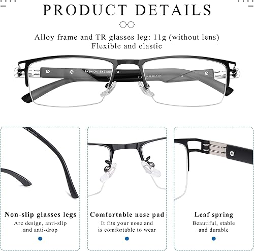 Miniatura 6 de Lentes de lectura progresivos multifoco con bloqueo de luz azul, lectores de computadora para doble propósito para hombres, marco TR90