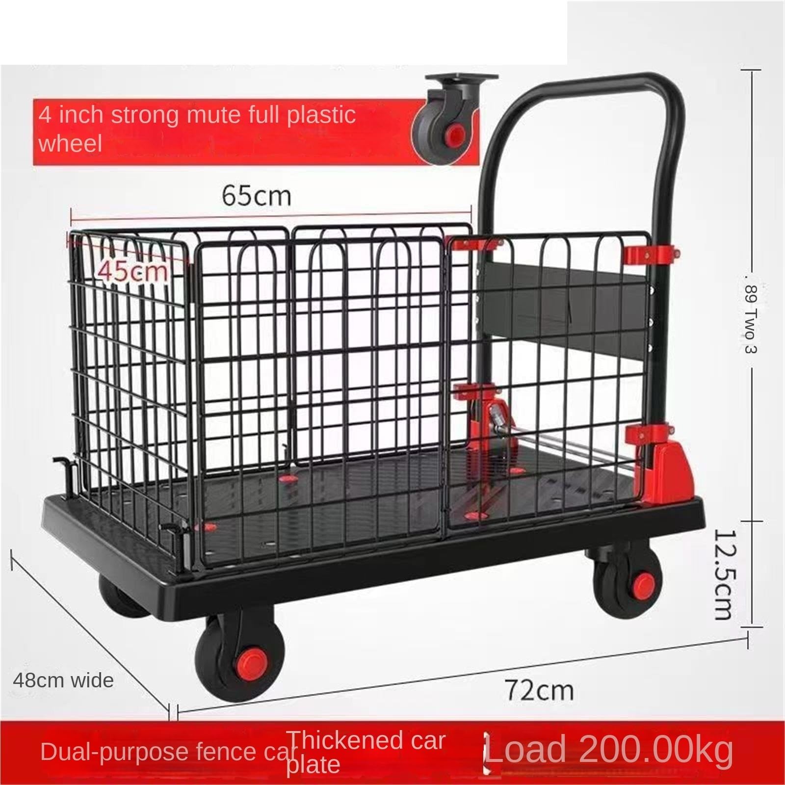 Transportkarre Hubwagen Plattformwagen Mit Käfig, Zusammenklappbarer Wagen, Robuster Handwagen Transporthilfe