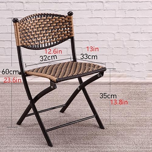 Miniatura 8 de OLOTU Silla plegable fresca y transpirable, silla plegable tejida a mano, silla de ratán de imitación, cojín de ratán curvado para interiores