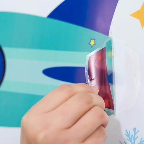 Miniatura 6 de MUWEOL Adhesivo de pared del espacio exterior, calcomanías de pared de cohete, estrellas de luna, copo de nieve, bebé, cuarto de niños, dormitorio,