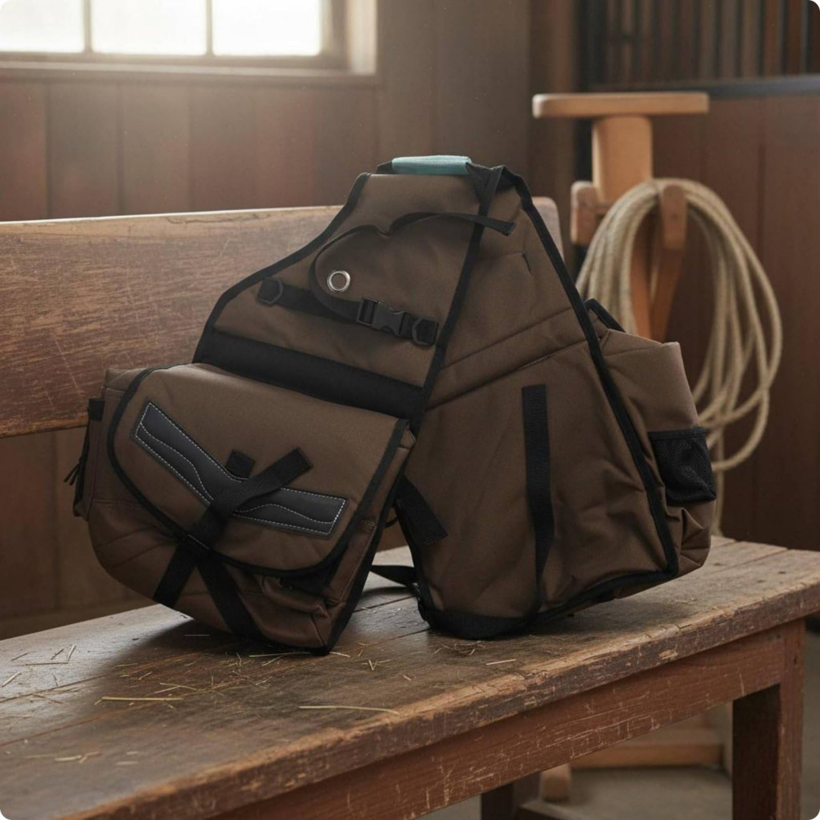 rockible Equestrian Storage Pack Satteltasche Pferd Reitertasche Reitausrüstung Aufbewahrung aus Canvas mit Stabilem Sitz Am Sattel für Kleine Utensilien für, Schwarz, Schwarz