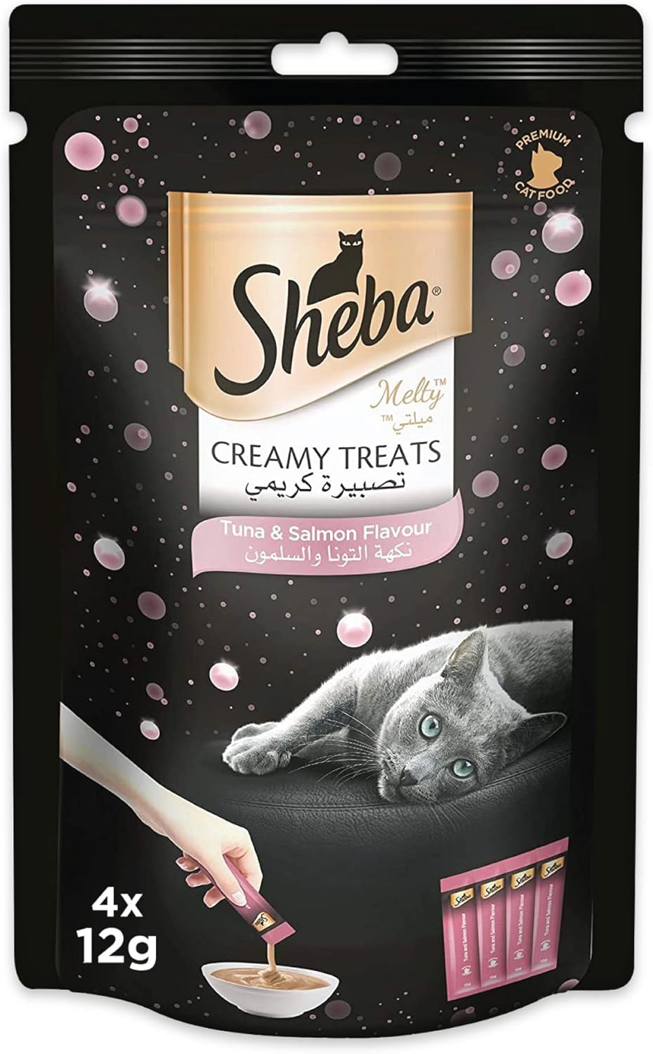 Sheba Cat Food, Melty Tuna & Salmon Flavor Wet Creamy Treats, Premium Indulgence, Fed by Hand