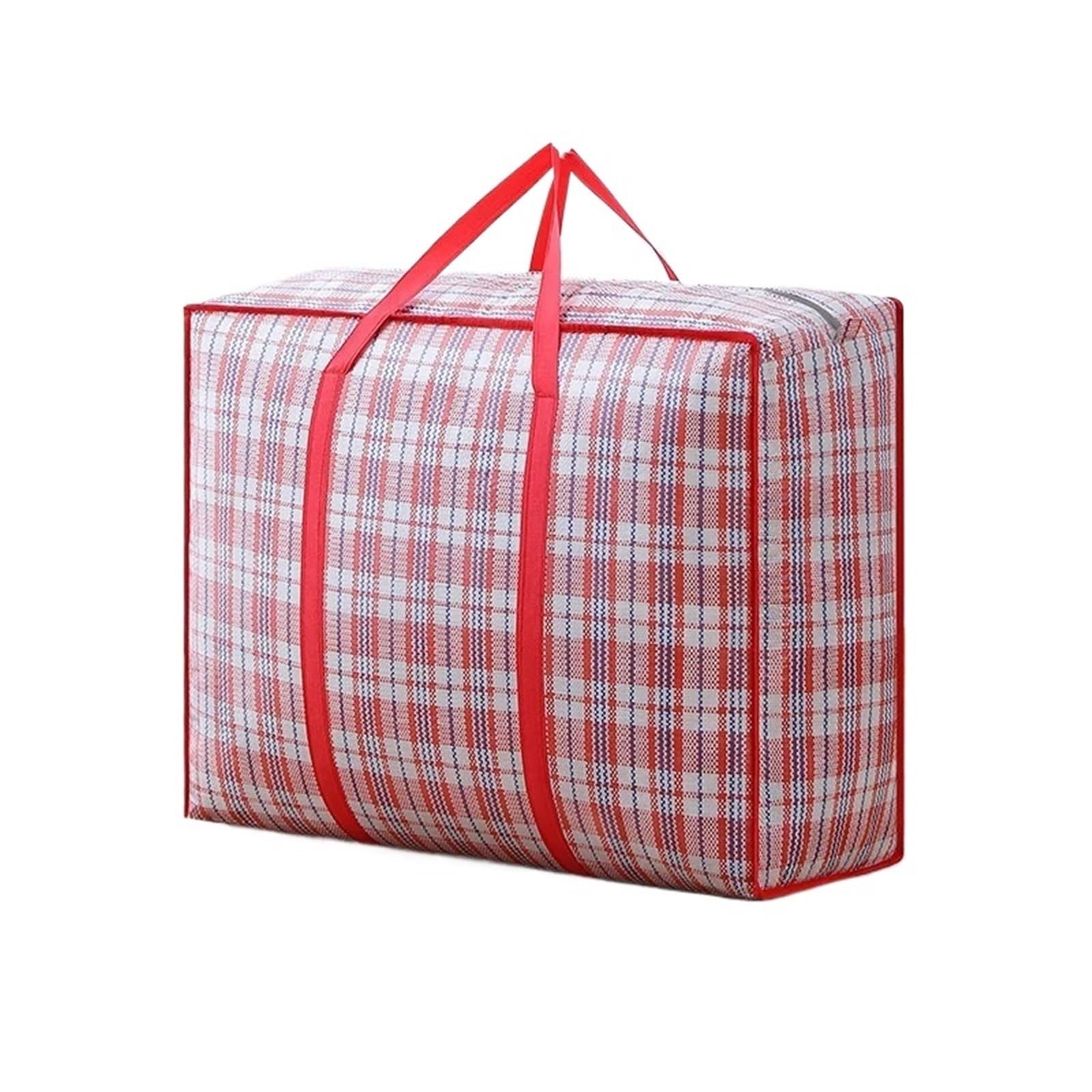 KIFSDLF Extra Large Hand-held Folding Travel Bag Thickening Capacity Waterproof Luggage Storage, Moving Packing Woven for Moving, Travelling, Camping(Red,L-70x50x23cm)