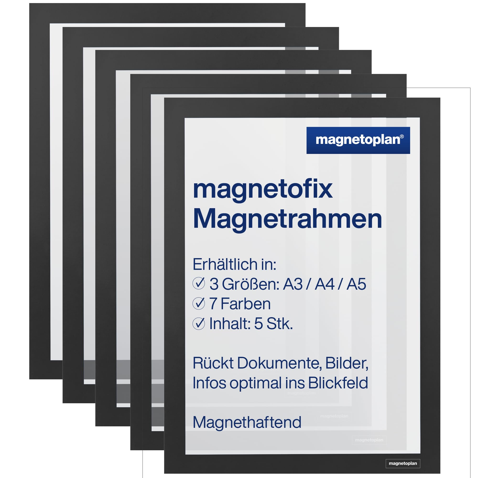 Magnetoplan 1130412 Magnetic frame A3 Black for Whiteboards and No...