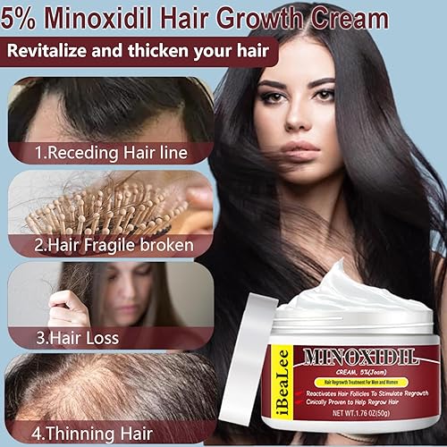 Miniatura 2 de 5% de minoxidil para hombres y mujeres, crema para el crecimiento del cabello, productos tópicos de crecimiento del cabello de minoxidil