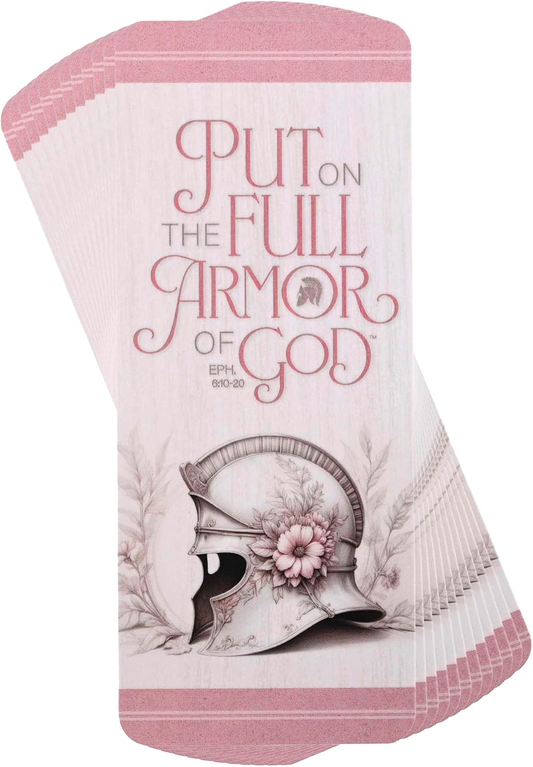 Dicksons Full Armor of God Ephesians 6:10-20 6.25 Inch Pink Cardstock Paper Bookmark Placekeeper Set of 12