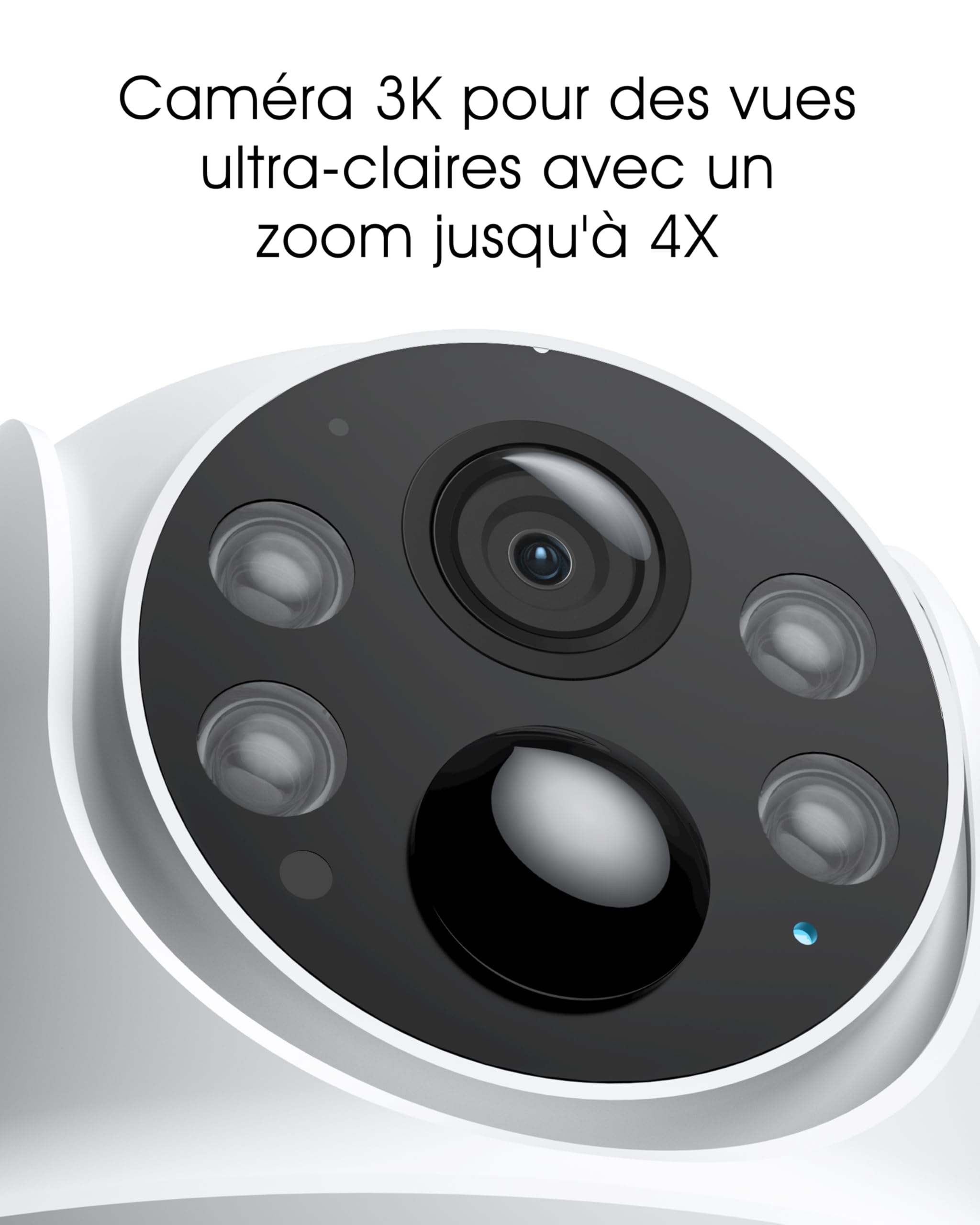 ANRAN 5MP PTZ Caméra Surveillance WiFi Exterieure sans Fil Solaire, Vision Nocturne Couleur 30m avec 4 Lumières Blanches, HD 2560 x 1920 Détection de Mouvement sur Audio Bidirectionnel, Q03 Max Blanc