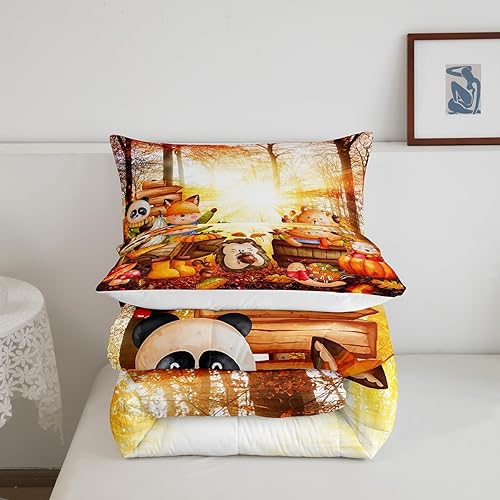 Miniatura 5 de Juego de ropa de cama tamaño King para niños y niñas, regalo para el día de Acción de Gracias, lindo juego de edredón de dibujos animados de