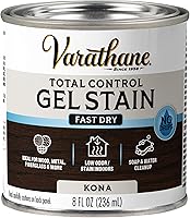 Varathane Total Control Gel Stain Kona Half Pint - Low Odor Water-Based No-Drip Wood Stain for Wood Metal Fiberglass