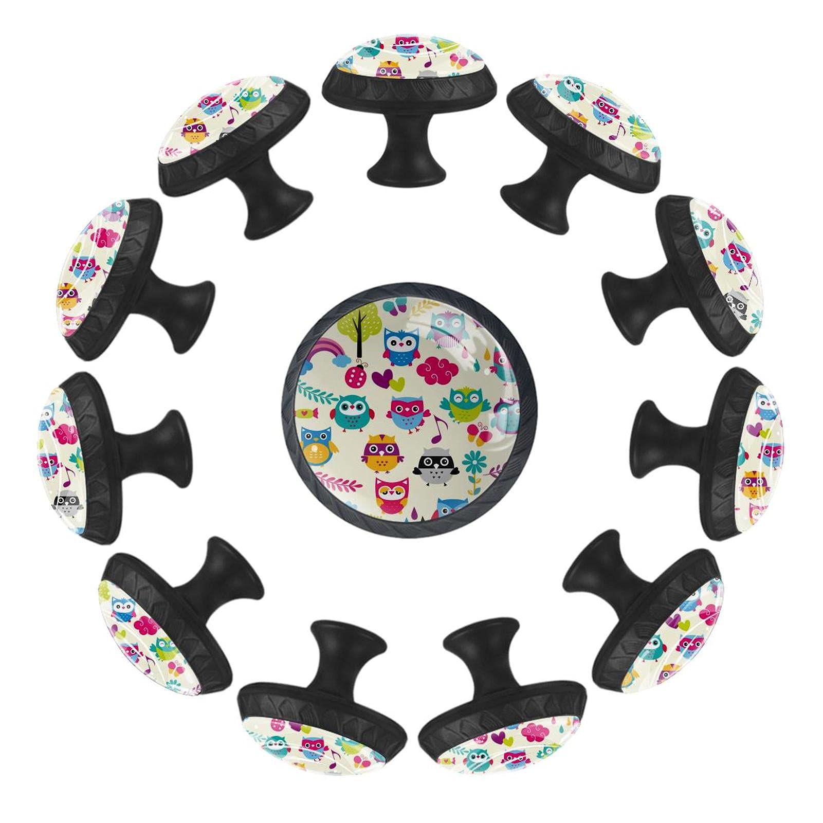 Poignée de placard hiboux en cristal lot de 12 boutons ronds 3.5cm pour tiroir de bureau
