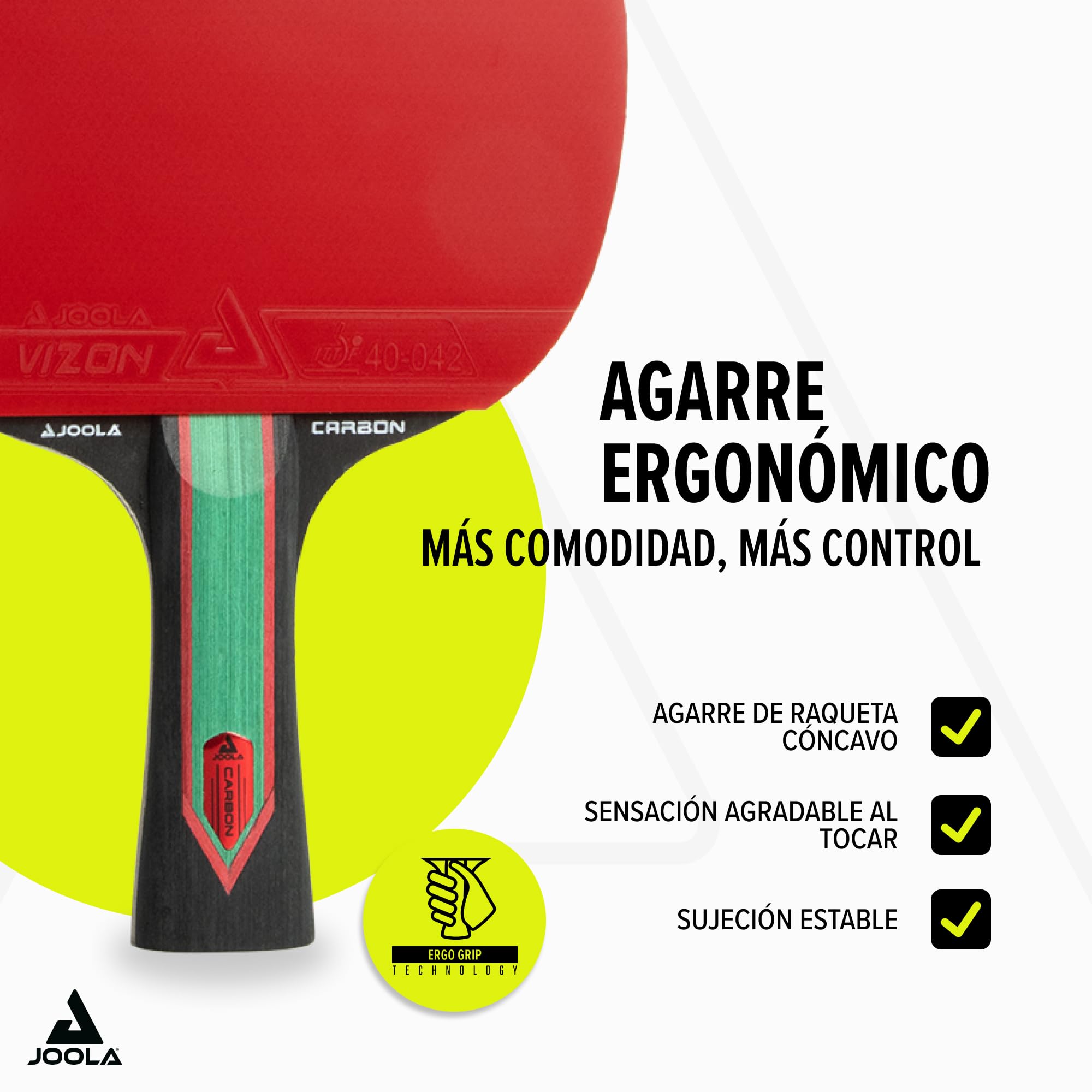 JOOLA Raqueta de tenis de mesa Red Carbon Control – Raqueta de tenis de mesa con revestimiento Vizon y caja magnética
