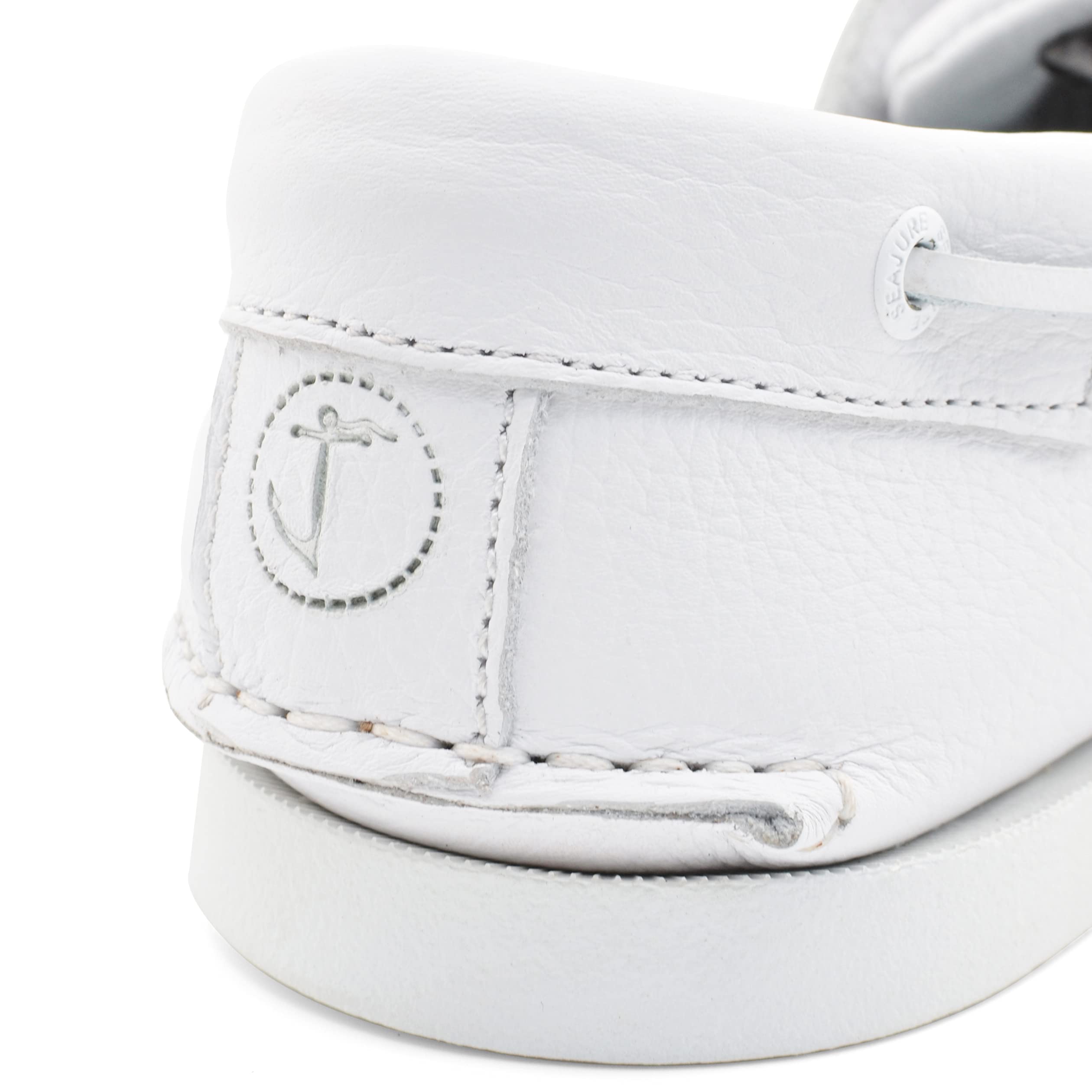 Seajure Chaussures Bateau pour Femme Knude Blanc Leather