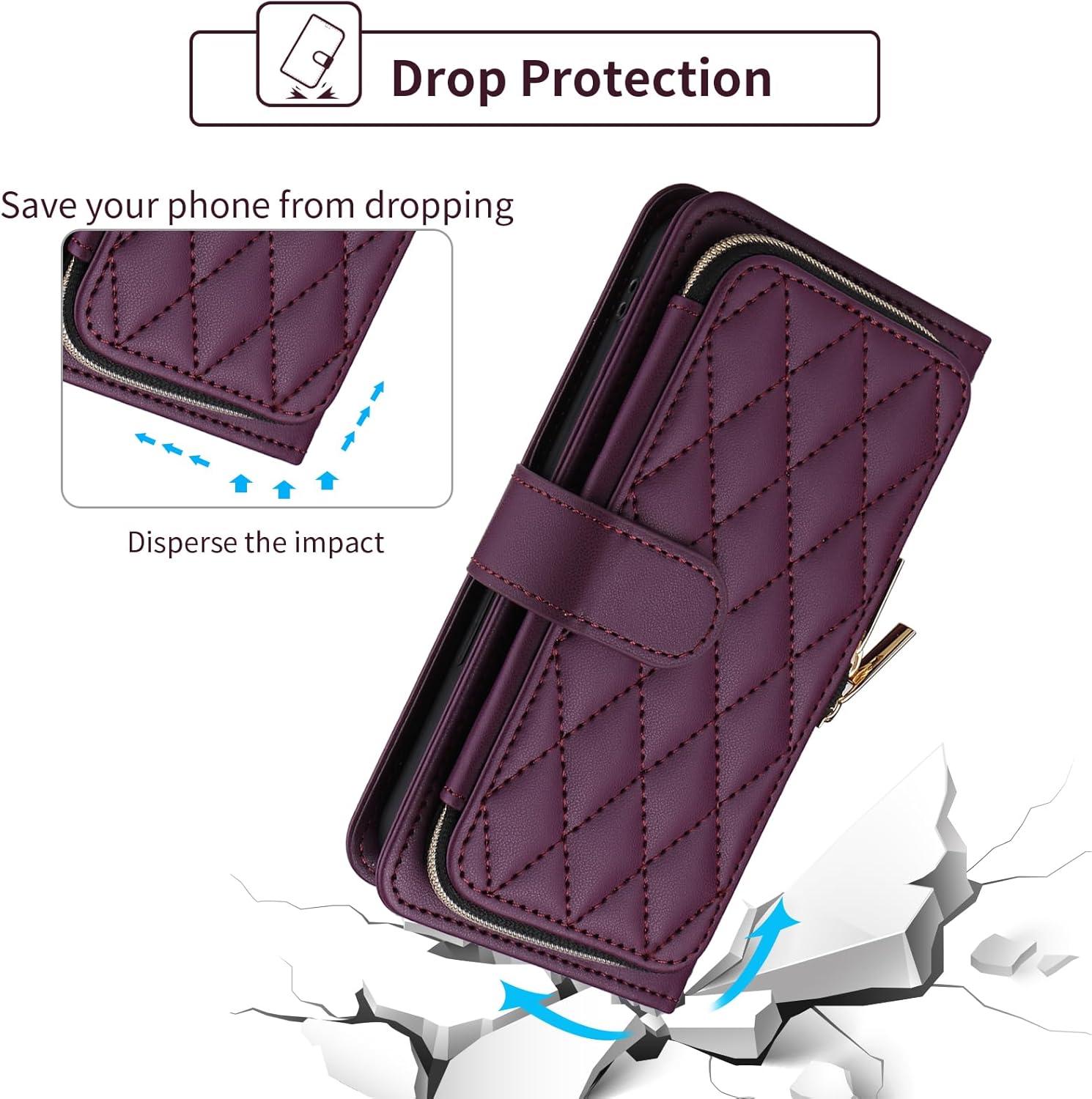 Wallet Case for iPhone 14 Plus 6.7 inch with Wrist Strap, Shoulder Strap, 9+ Card Slots Leather Stand Cell Phone Cover for i-Phone 14+ iPhone14Plus 5G i i14 + iPhone14 14Plus Women Deep Purple - Image 6