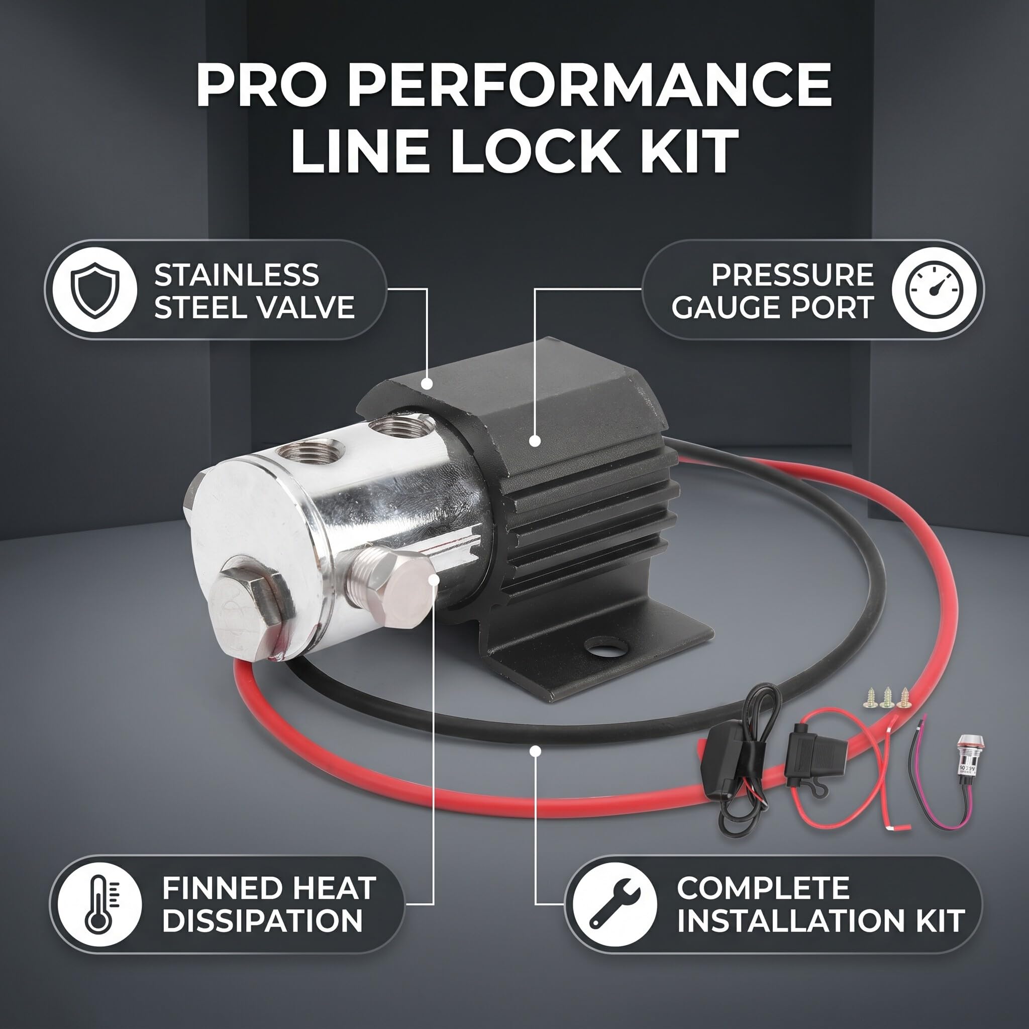 Haofy Line Lock System Aluminium-Edelstahl mit Gewindeanschluss für Bremsdruckmessung, Roll Control Hill Holder Komplettset, Offroad-Touren Fahrzeugumbau Classic Cars