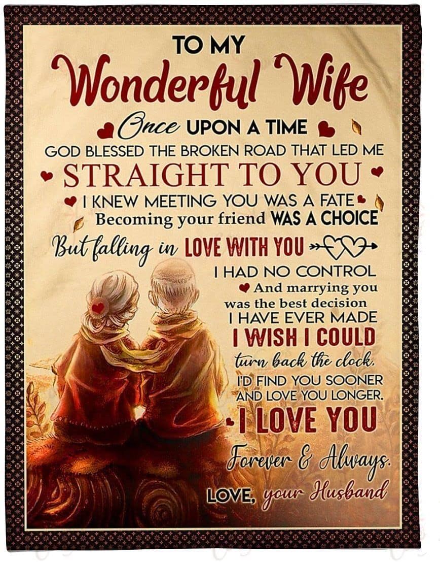 Birthday Gifts Husband to My Wife I Love You Forever & Always air Mail Fleece Blanket