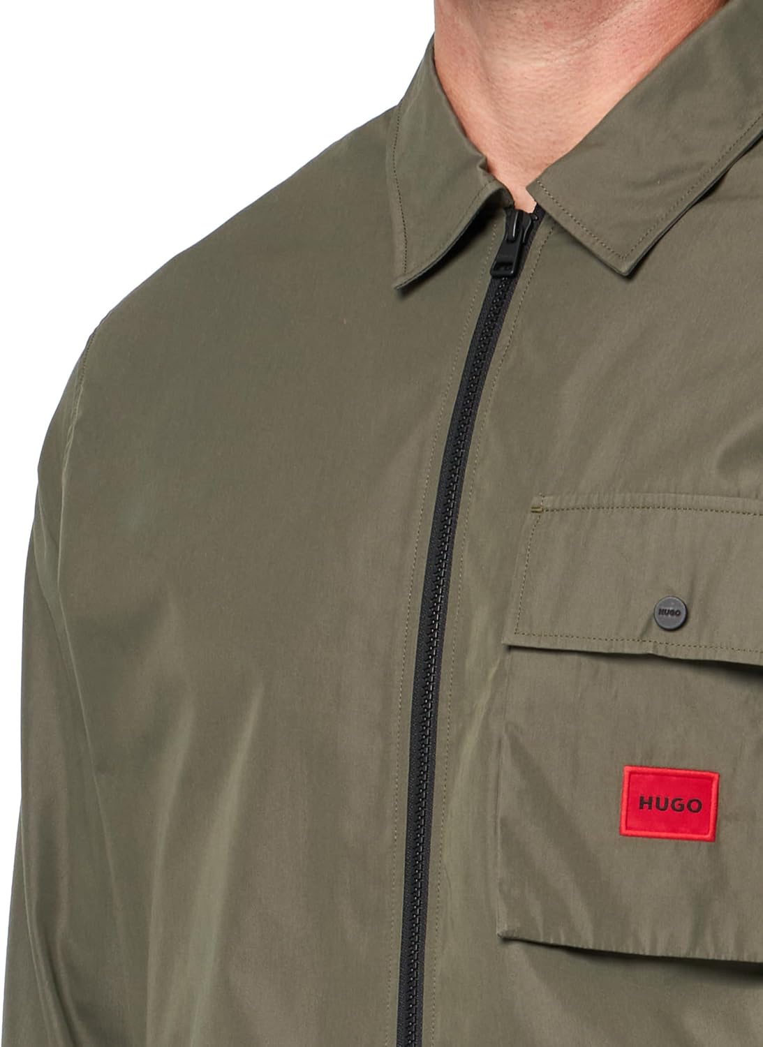 Hugo Men's Cotton Mix Canvas Zip Up Overshirt
