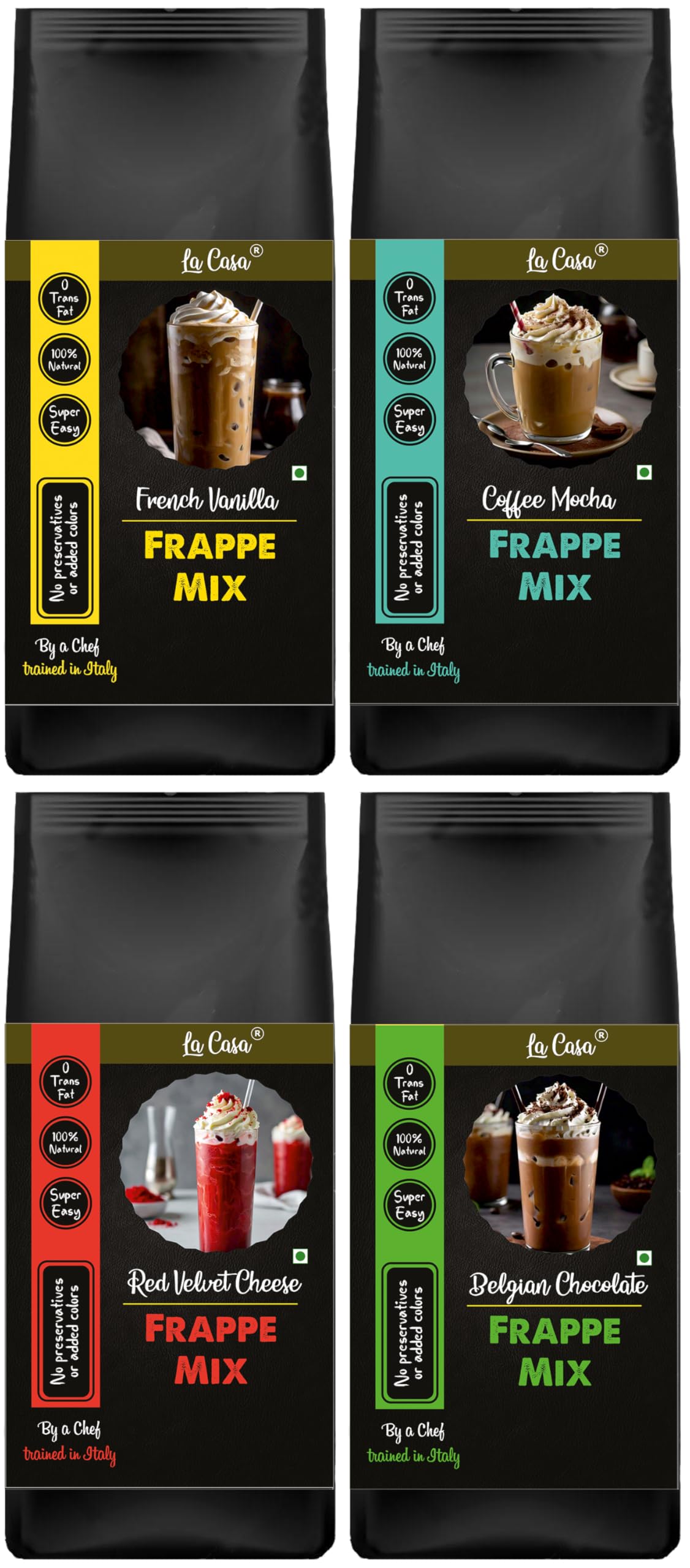 La Casa French Vanilla+Belgian Chocolate+Red Velvet Cheese+Coffee Frappe Mix | Just add Cold Milk | Combo Pack of 4 | 4x300g | (B0D9LLL44X) Amazon Price History, Amazon Price Tracker