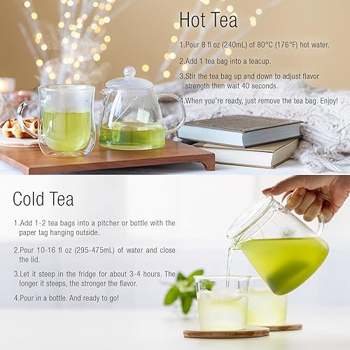 Miniatura 8 de Asayu Japan Genmaicha con té verde japonés matcha, 15 bolsas de té, arroz integral tostado con polvo de té de grado ceremonial Macha, 100% fabricado