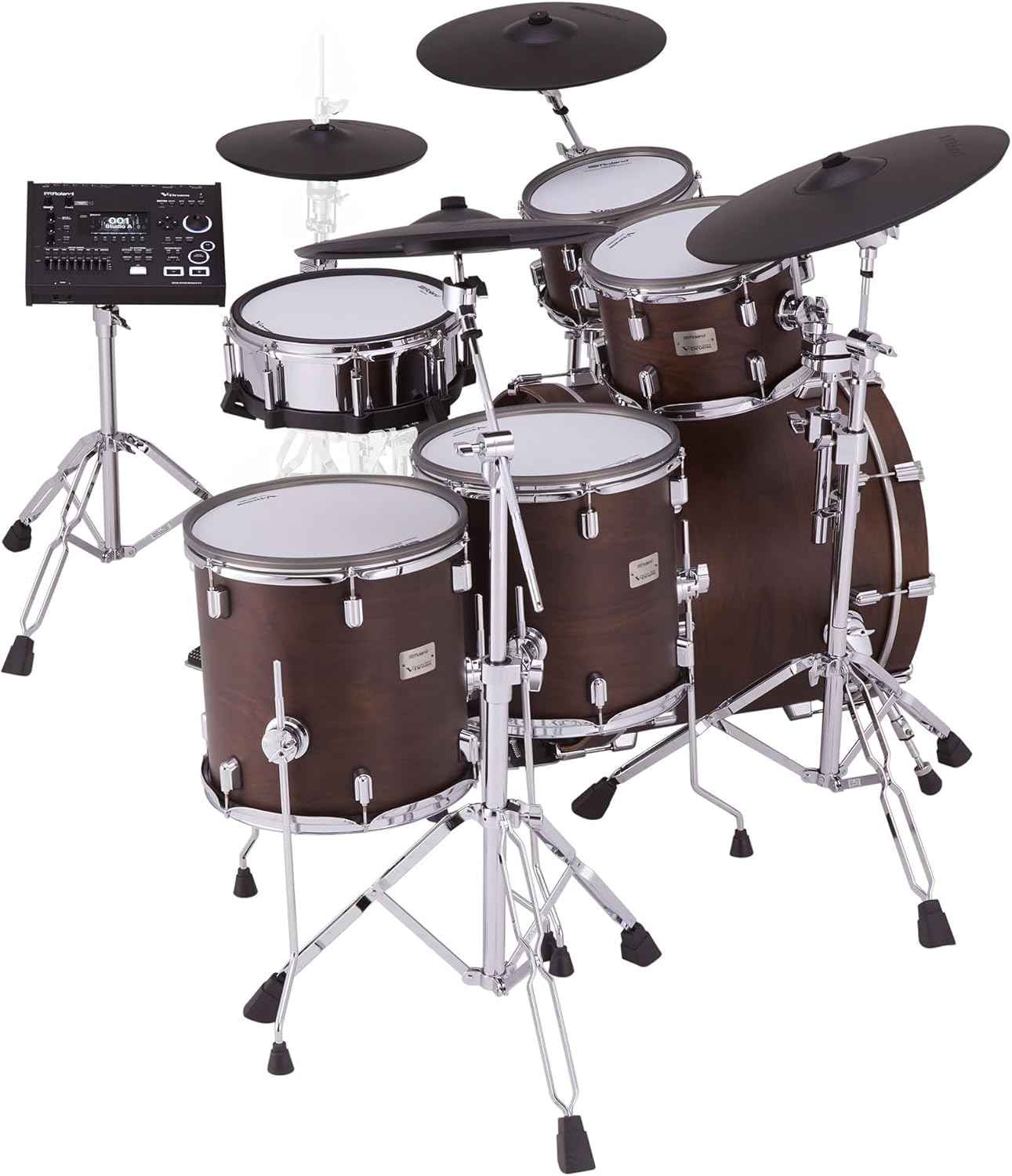 Roland VAD716 V-Drums Acoustic Design Electronic Drum Set - Satin Walnut Bundle with Audio Cable, Drumsticks, Drumstick Bag, and Austin Bazaar Polishing Cloth
