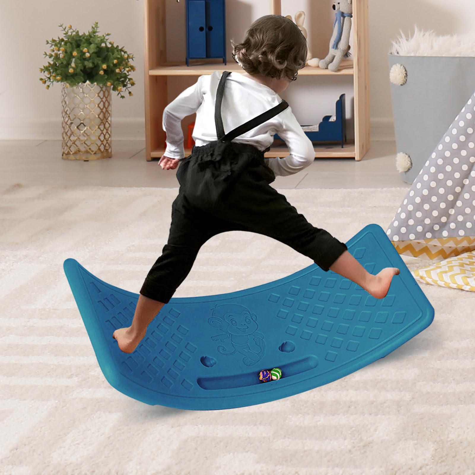 Tabla de equilibrio para niños pequeños, capacidad de carga de 25 kg, tabla de equilibrio compacta y resistente, juguete educativo de extremo abierto, sin olor, para niños